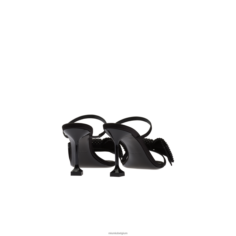 Miu Miu zwartsatijnen strik sandalen N8F6L250 schoenen