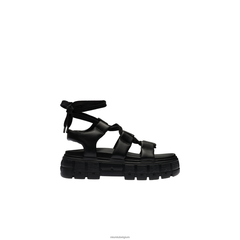 Miu Miu zwartsportieve sandalen van nappaleer N8F6L270 schoenen