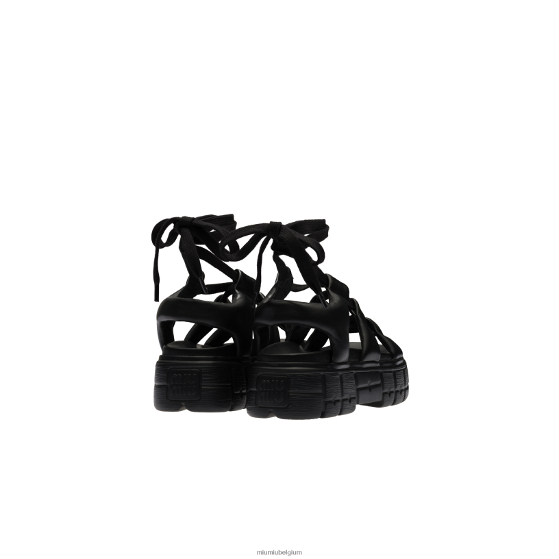 Miu Miu zwartsportieve sandalen van nappaleer N8F6L270 schoenen
