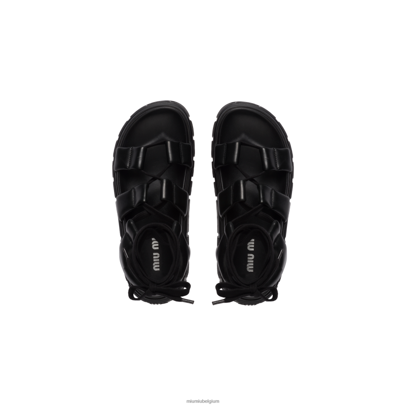 Miu Miu zwartsportieve sandalen van nappaleer N8F6L270 schoenen