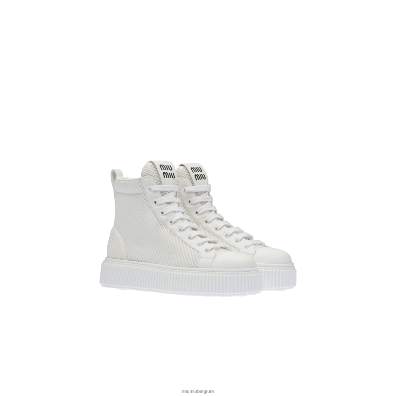 Miu Miu withoge mesh-sneakers met plateauzolen N8F6L302 schoenen