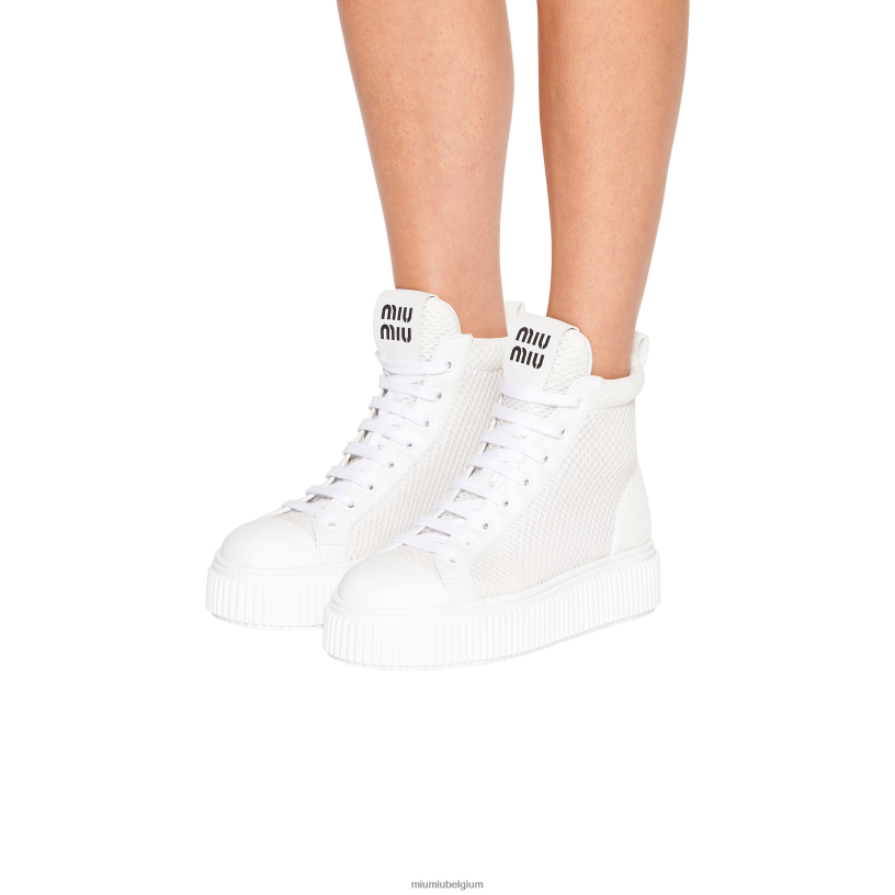 Miu Miu withoge mesh-sneakers met plateauzolen N8F6L302 schoenen