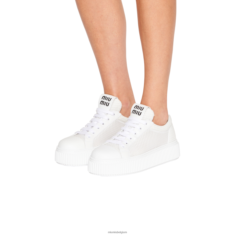 Miu Miu witmesh-sneakers met plateauzolen N8F6L303 schoenen