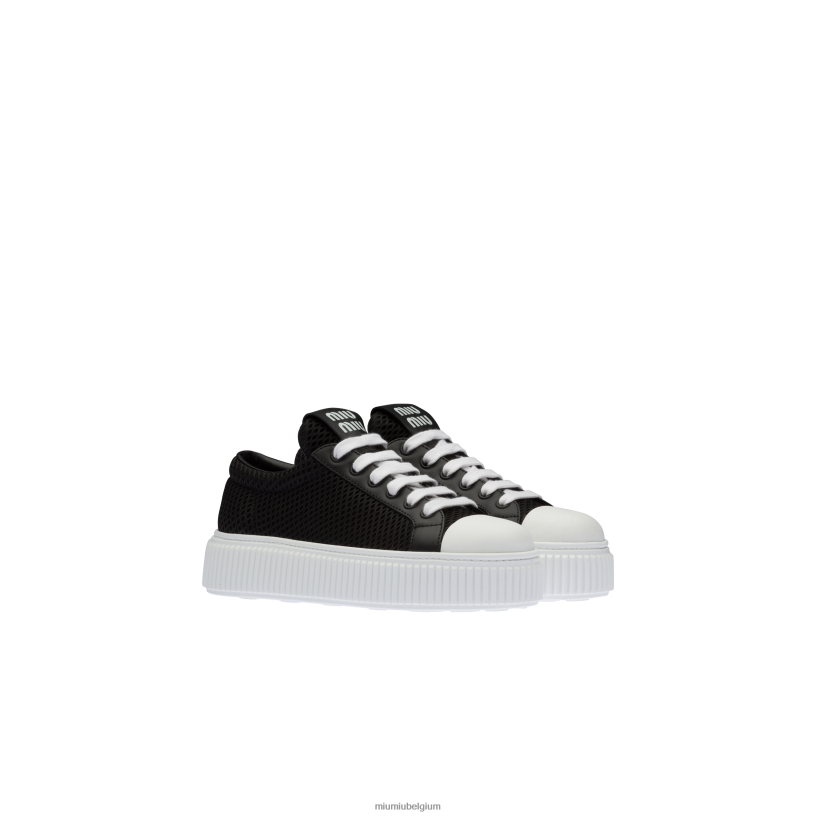 Miu Miu zwartmesh-sneakers met plateauzolen N8F6L304 schoenen