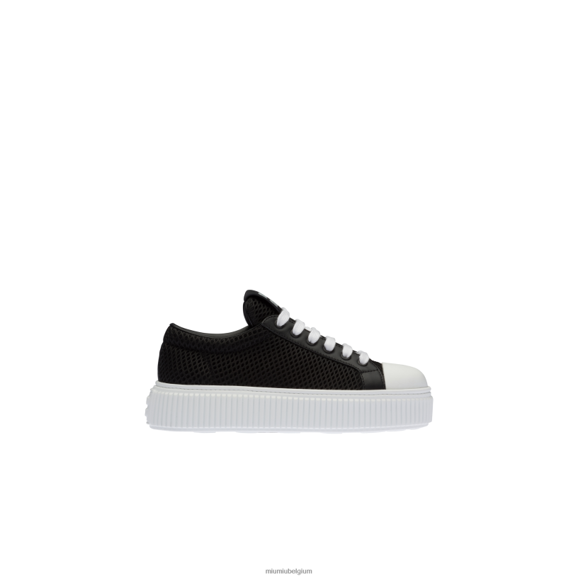Miu Miu zwartmesh-sneakers met plateauzolen N8F6L304 schoenen
