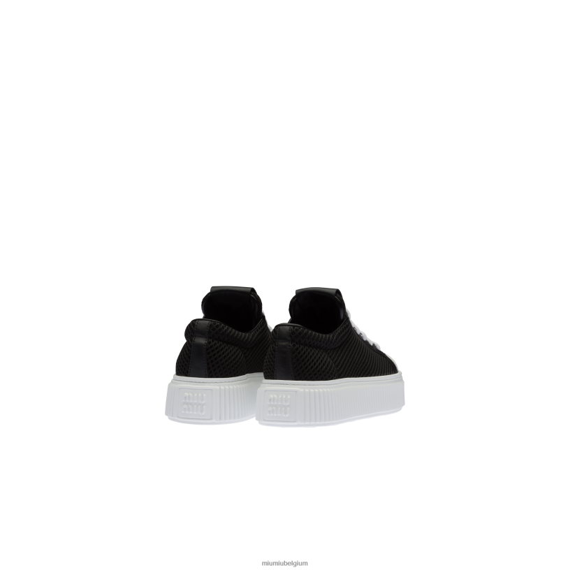 Miu Miu zwartmesh-sneakers met plateauzolen N8F6L304 schoenen