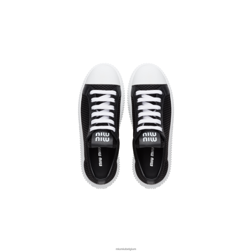 Miu Miu zwartmesh-sneakers met plateauzolen N8F6L304 schoenen
