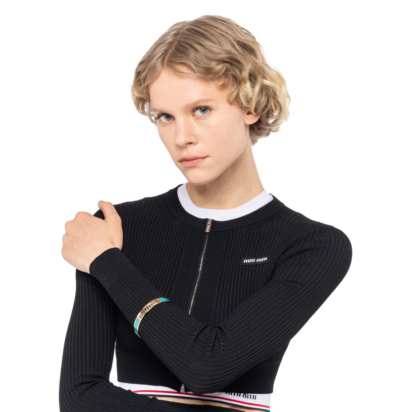 Miu Miu Pauw blauwgeëmailleerde metalen armband N8F6L1332 juwelen