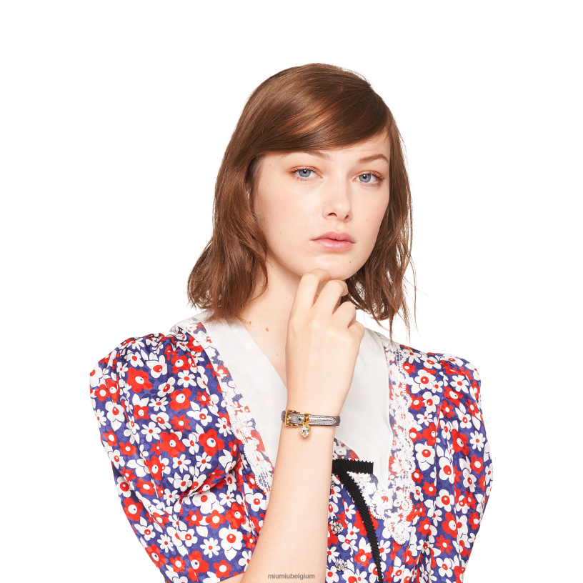 Miu Miu chroommadras lederen armband N8F6L1363 juwelen