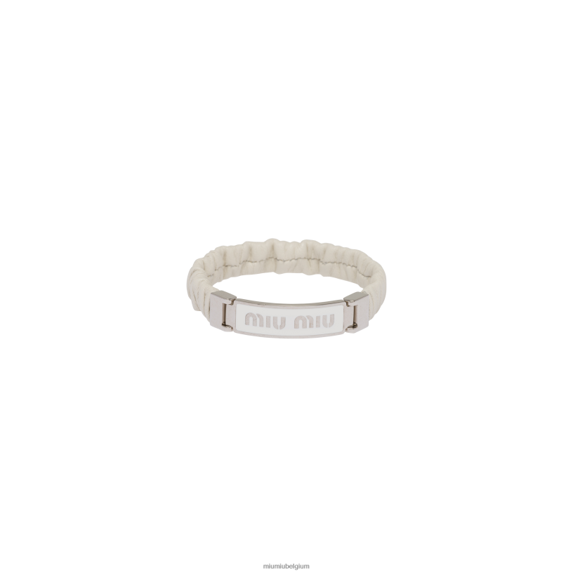Miu Miu witarmband van nappaleer en metaal met logo N8F6L1349 juwelen