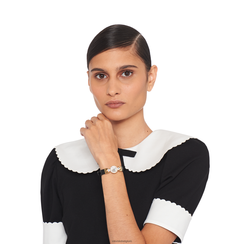 Miu Miu zwartLeren armband met krokodillenprint N8F6L1354 juwelen