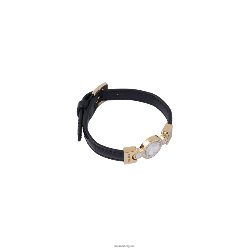 Miu Miu zwartLeren armband met krokodillenprint N8F6L1354 juwelen