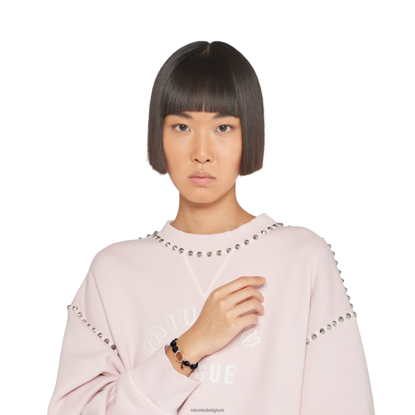 Miu Miu zwartarmband van nappaleer en metaal N8F6L1357 juwelen