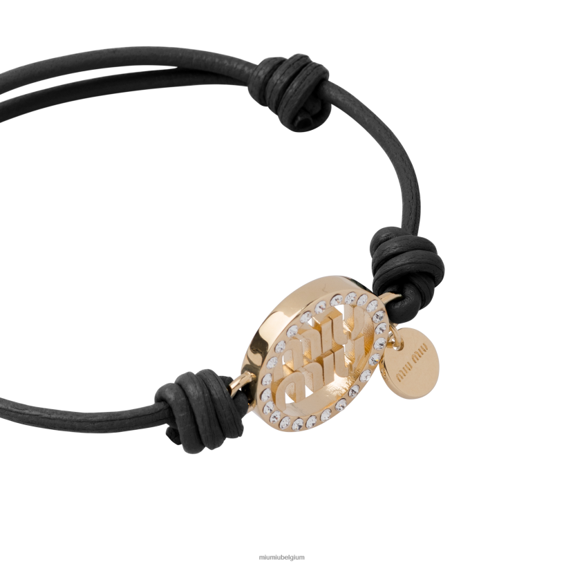 Miu Miu zwartarmband van nappaleer en metaal N8F6L1357 juwelen