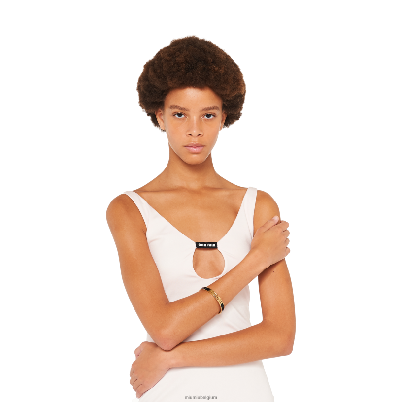 Miu Miu zwartgeëmailleerde metalen armband N8F6L1328 juwelen