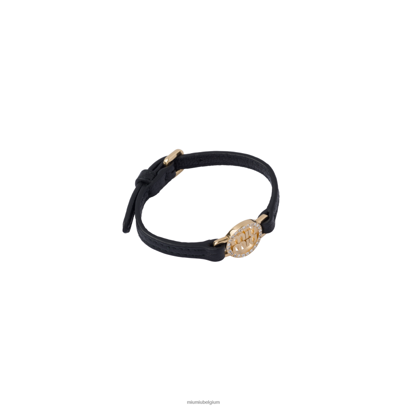 Miu Miu zwartmadras lederen armband N8F6L1352 juwelen