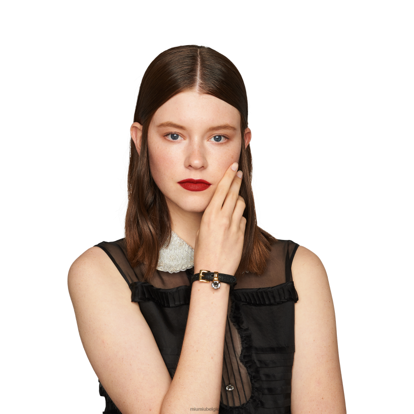Miu Miu zwartmadras lederen armband N8F6L1364 juwelen