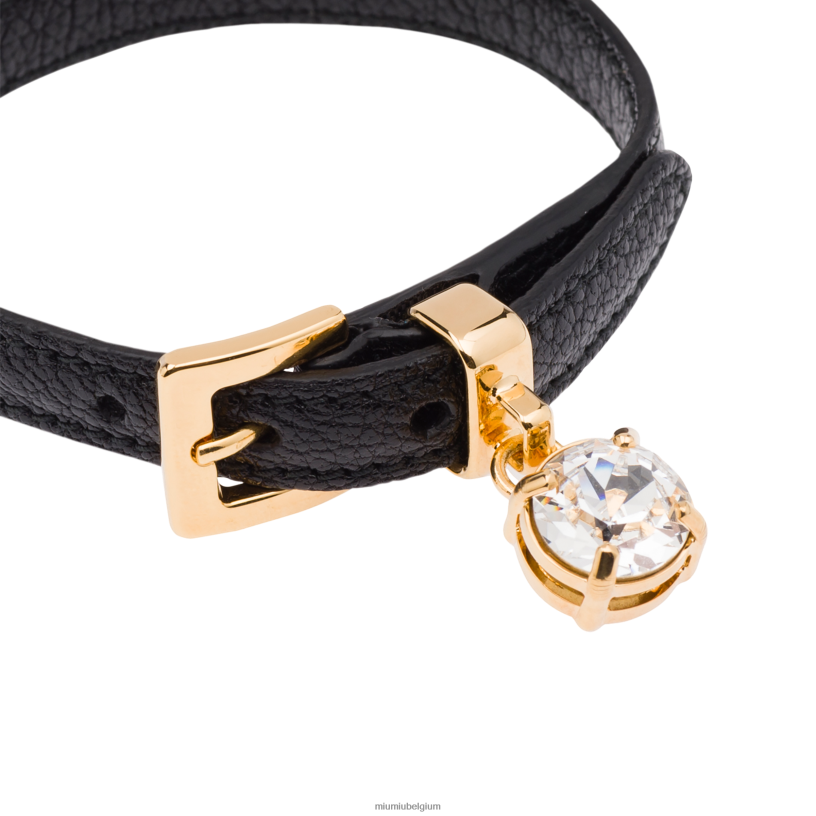 Miu Miu zwartmadras lederen armband N8F6L1364 juwelen