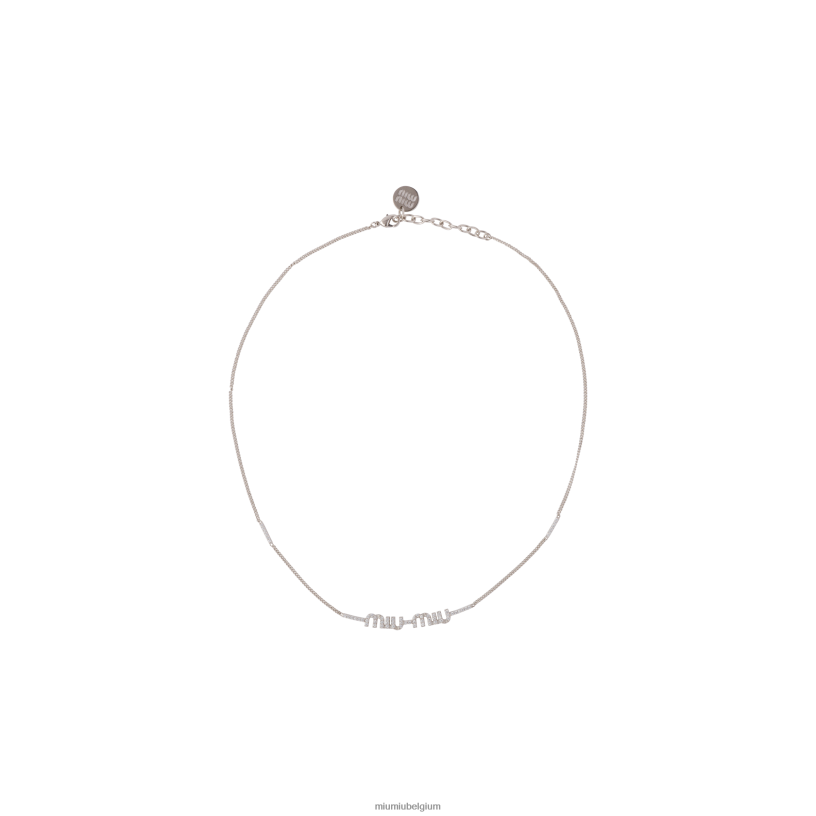 Miu Miu staalmetalen ketting met kristallen N8F6L1371 juwelen