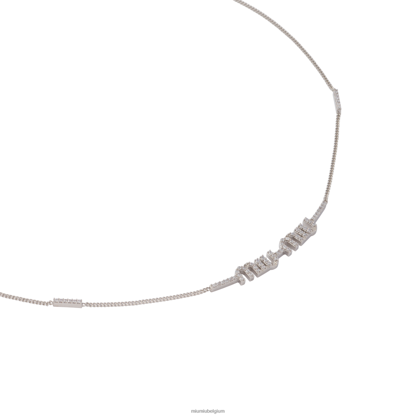 Miu Miu staalmetalen ketting met kristallen N8F6L1371 juwelen