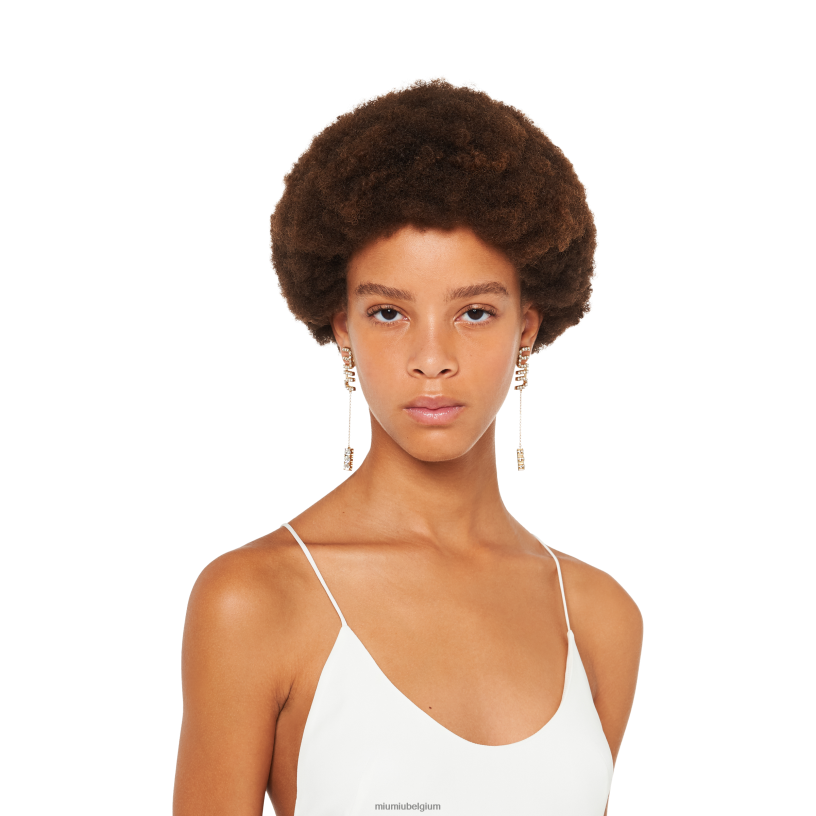 Miu Miu goudhangende oorbellen met kristallen N8F6L1310 juwelen