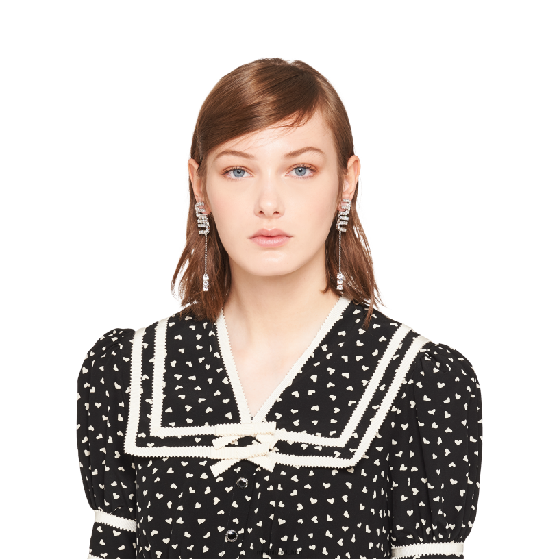 Miu Miu staalhangende oorbellen met kristallen N8F6L1311 juwelen