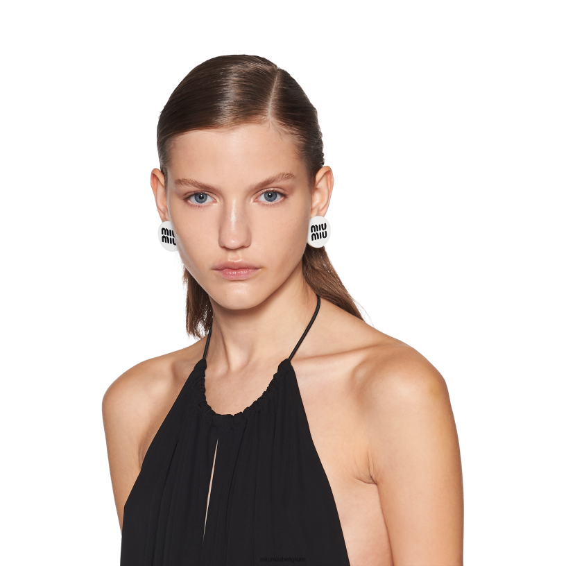 Miu Miu wit Zwartoorbellen van plexiglas N8F6L1293 juwelen