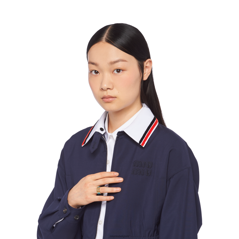 Miu Miu Pauw blauwgeëmailleerde metalen ring N8F6L1384 juwelen