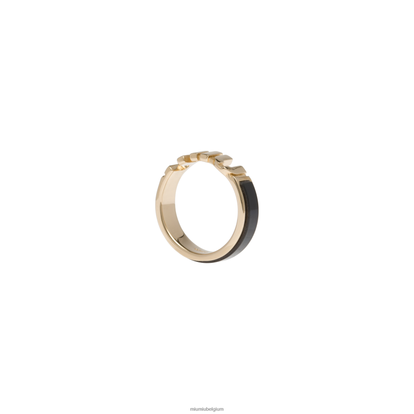 Miu Miu zwartgeëmailleerde metalen ring N8F6L1385 juwelen