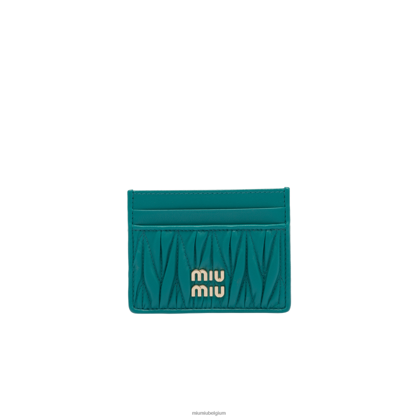 Miu Miu Pauw blauwkaarthouder van gematteerd nappaleer N8F6L1037 verzameling