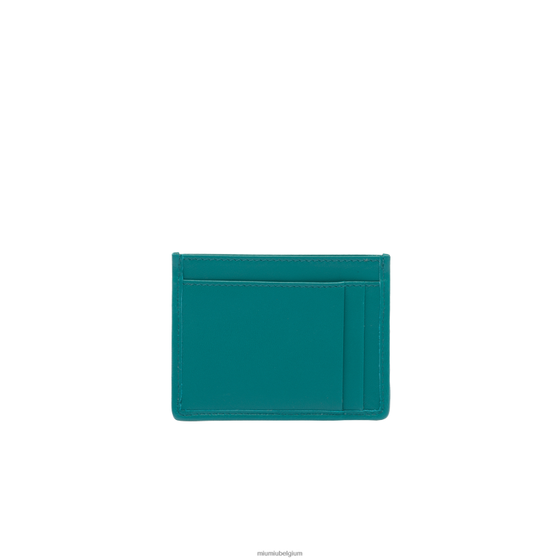 Miu Miu Pauw blauwkaarthouder van gematteerd nappaleer N8F6L1037 verzameling