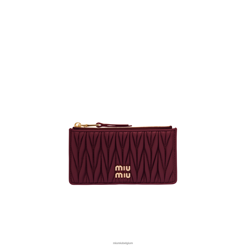 Miu Miu amarant rood/maïs geelgematelasseerde nappa lederen envelop portemonnee N8F6L1034 verzameling