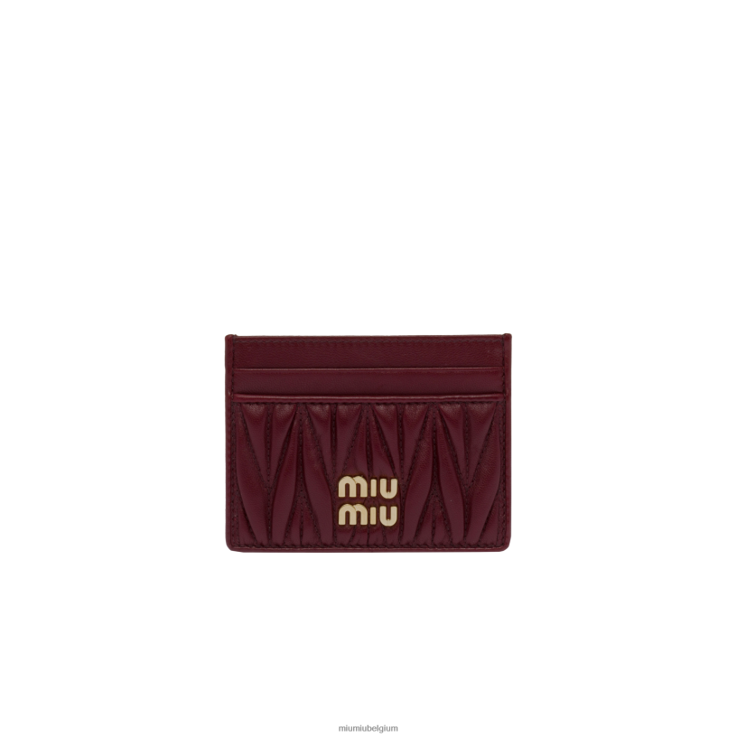 Miu Miu amarant rood/maïs geelkaarthouder van gematteerd nappaleer N8F6L1039 verzameling
