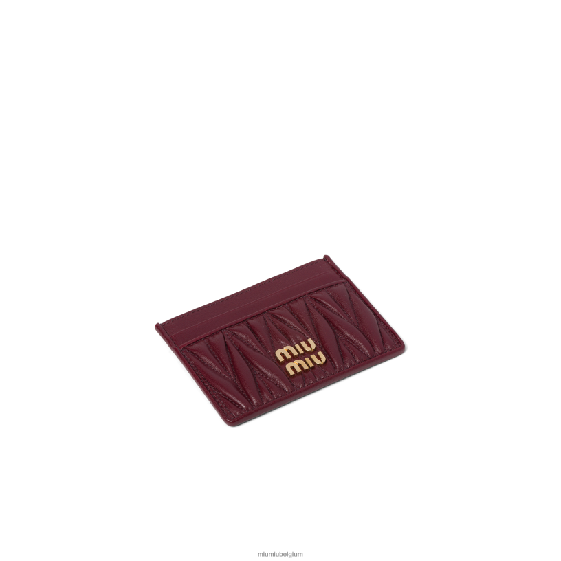 Miu Miu amarant rood/maïs geelkaarthouder van gematteerd nappaleer N8F6L1039 verzameling