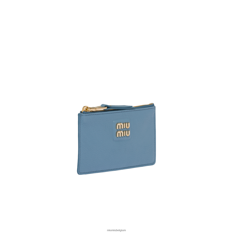 Miu Miu astraal blauwmadras lederen envelop portemonnee N8F6L1058 verzameling