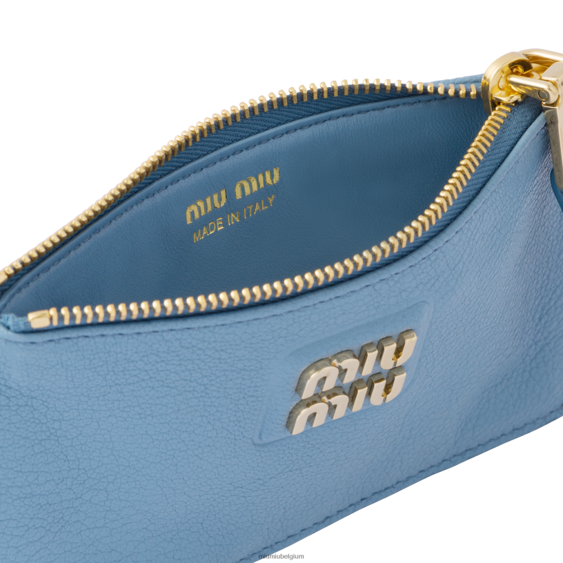 Miu Miu astraal blauwmadras lederen envelop portemonnee N8F6L1058 verzameling