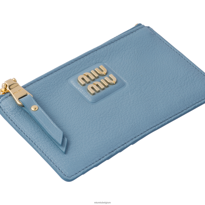 Miu Miu astraal blauwmadras lederen envelop portemonnee N8F6L1058 verzameling