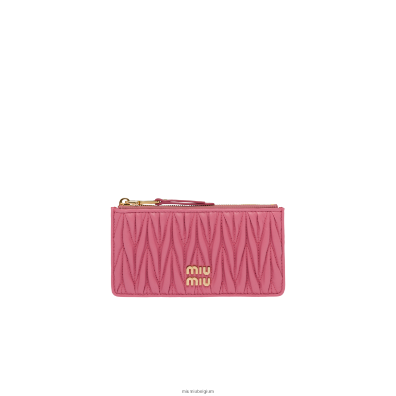 Miu Miu begonia rozegematelasseerde nappa lederen envelop portemonnee N8F6L1052 verzameling