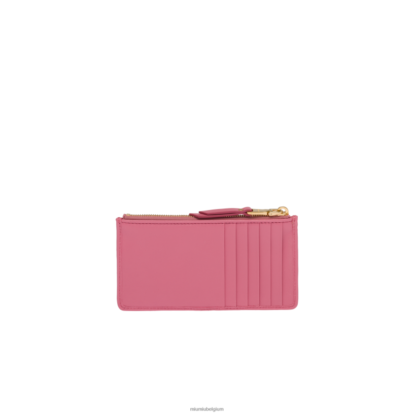 Miu Miu begonia rozegematelasseerde nappa lederen envelop portemonnee N8F6L1052 verzameling