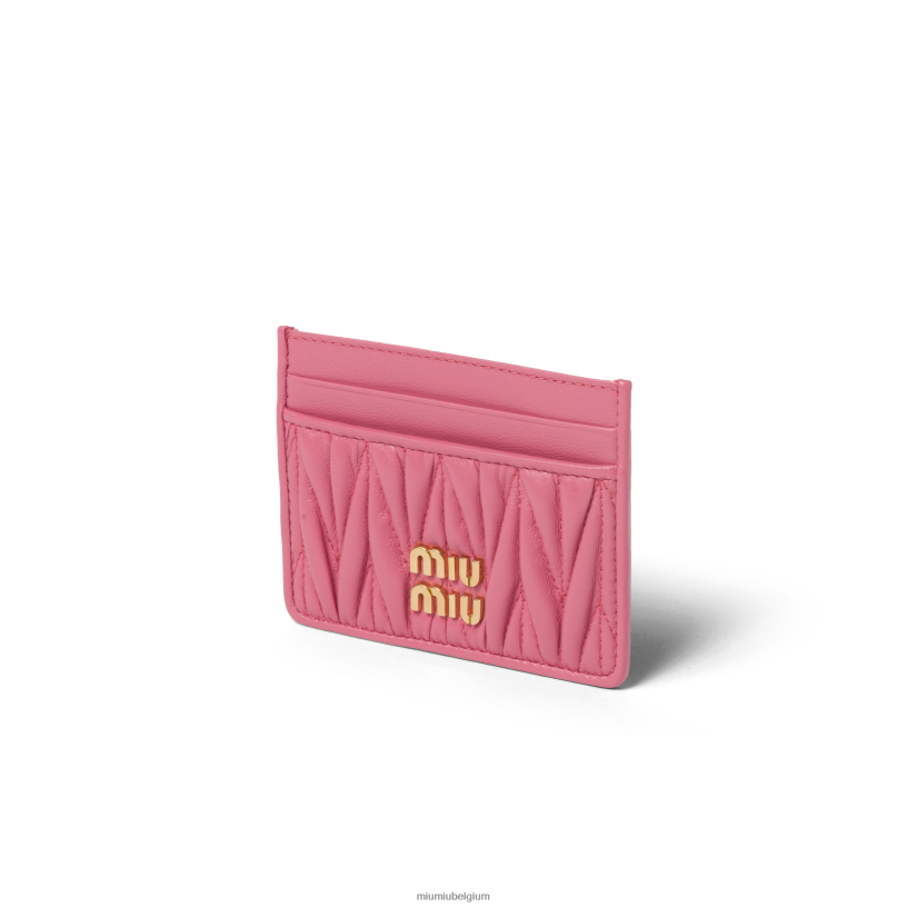 Miu Miu begonia rozekaarthouder van gematteerd nappaleer N8F6L1041 verzameling