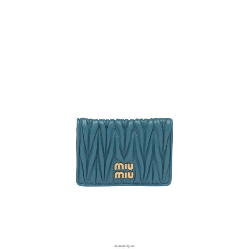 Miu Miu jachthaven blauwkaarthouder van gematteerd nappaleer N8F6L1046 verzameling