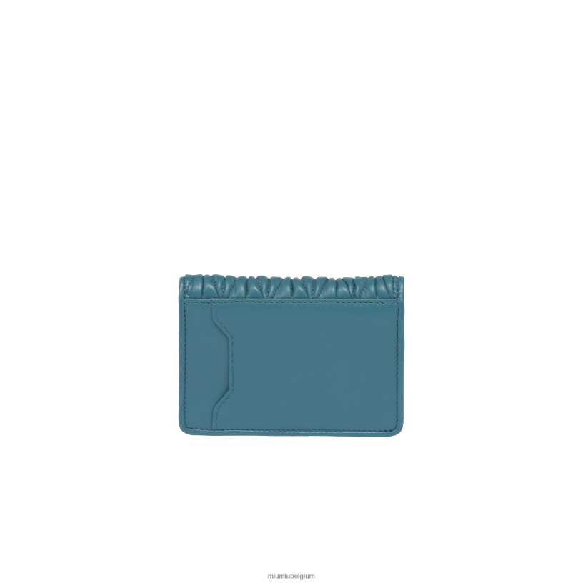 Miu Miu jachthaven blauwkaarthouder van gematteerd nappaleer N8F6L1046 verzameling