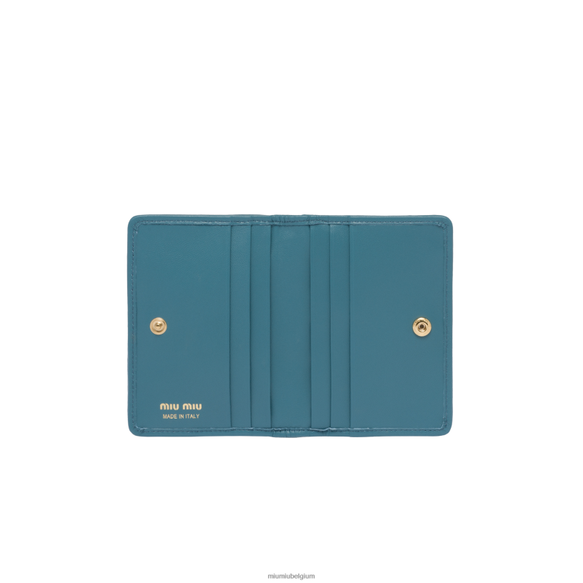 Miu Miu jachthaven blauwkaarthouder van gematteerd nappaleer N8F6L1046 verzameling