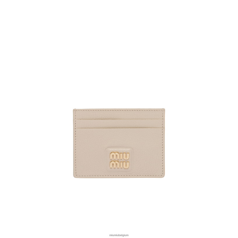 Miu Miu rauw witmadras lederen kaarthouder N8F6L1057 verzameling