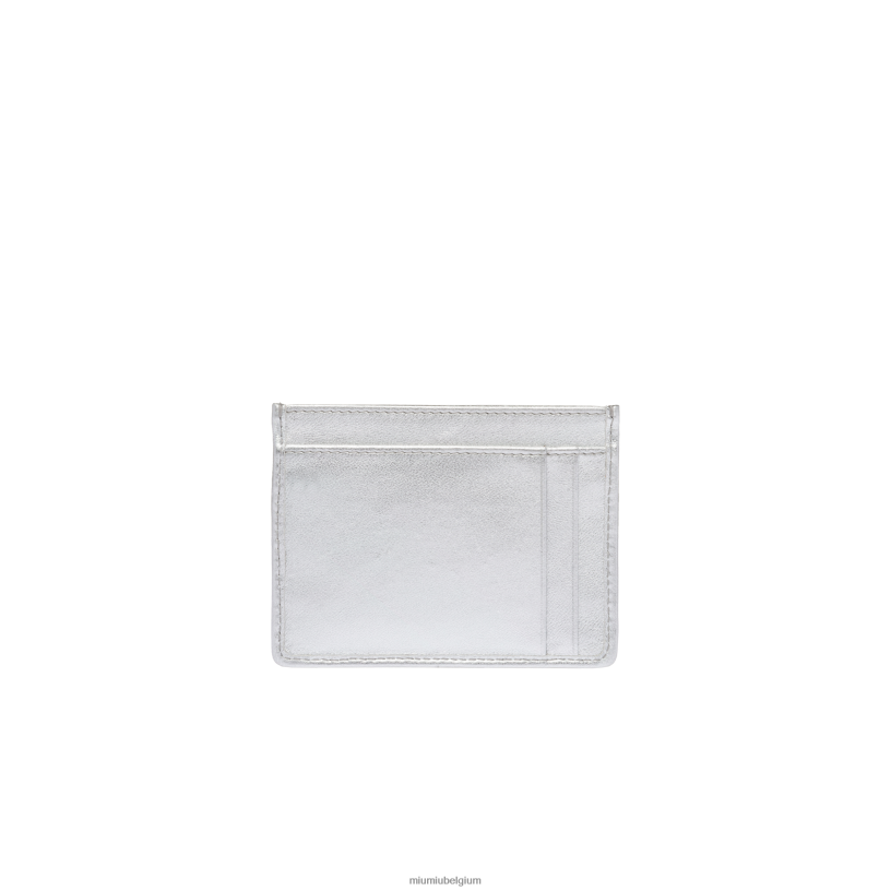 Miu Miu zilverkaarthouder van gematteerd nappaleer N8F6L1036 verzameling