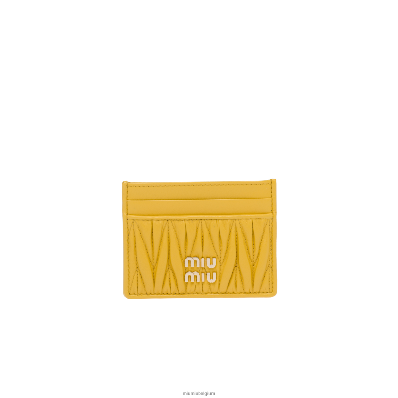 Miu Miu zonnig geelkaarthouder van gematteerd nappaleer N8F6L1038 verzameling