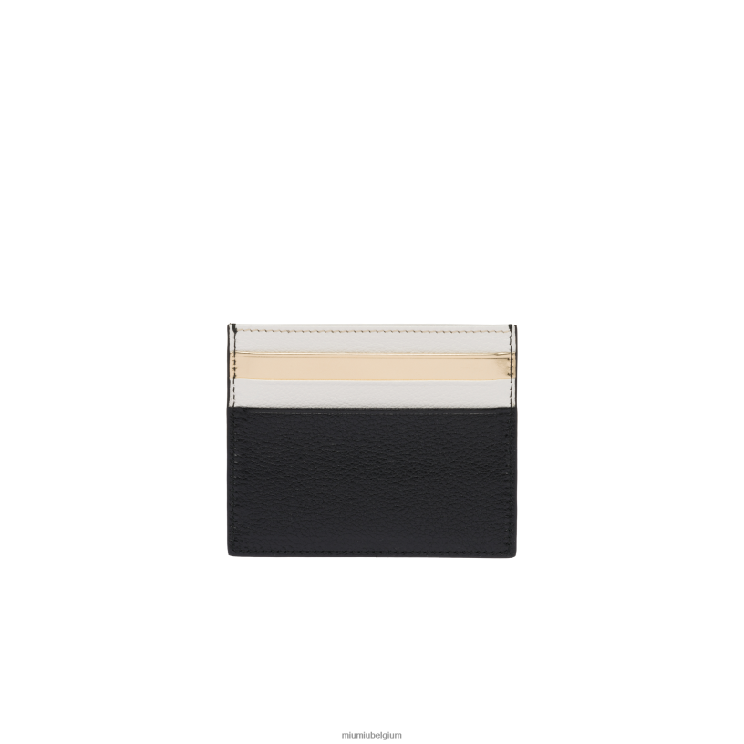 Miu Miu zwart witlederen kaarthouder N8F6L1055 verzameling