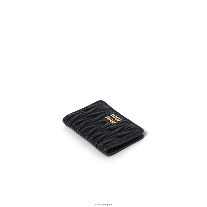 Miu Miu zwartkaarthouder van gematteerd nappaleer N8F6L1049 verzameling