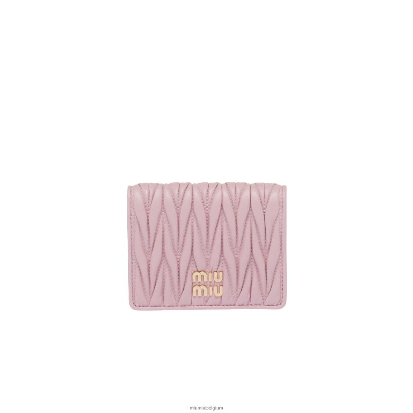 Miu Miu albast rozekleine gematelasseerde nappa lederen portemonnee N8F6L1075 verzameling