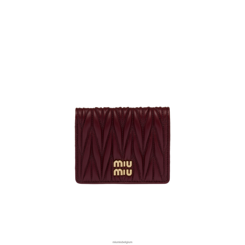 Miu Miu amarant rood/maïs geelkleine gematelasseerde nappa lederen portemonnee N8F6L1070 verzameling